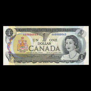 Canada, Banque du Canada, 1 dollar : 1973