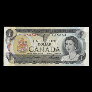 Canada, Banque du Canada, 1 dollar : 1973