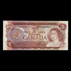 Canada, Banque du Canada, 2 dollars : 1974