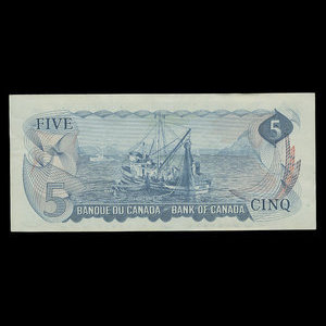 Canada, Banque du Canada, 5 dollars : 1972