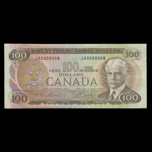 Canada, Banque du Canada, 100 dollars : 1975