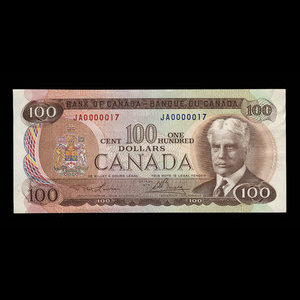 Canada, Banque du Canada, 100 dollars : 1975