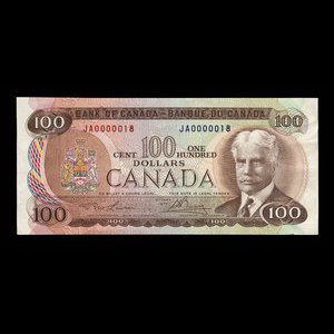 Canada, Banque du Canada, 100 dollars : 1975