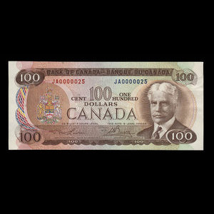 Canada, Banque du Canada, 100 dollars : 1975