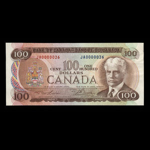 Canada, Banque du Canada, 100 dollars : 1975