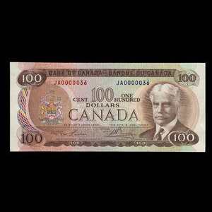 Canada, Banque du Canada, 100 dollars : 1975