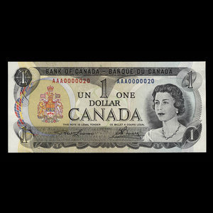 Canada, Banque du Canada, 1 dollar : 1973