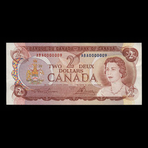 Canada, Banque du Canada, 2 dollars : 1974