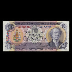 Canada, Banque du Canada, 10 dollars : 1971