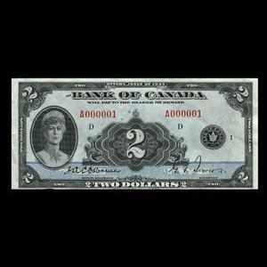 Canada, Banque du Canada, 2 dollars : 1935