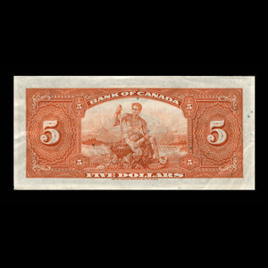 Canada, Banque du Canada, 5 dollars : 1935