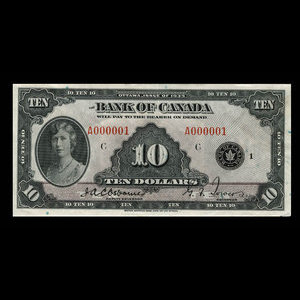 Canada, Banque du Canada, 10 dollars : 1935