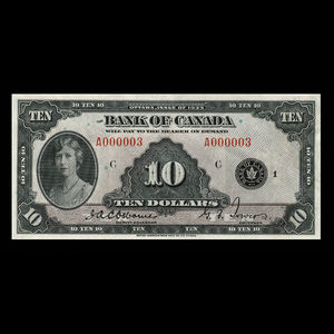 Canada, Banque du Canada, 10 dollars : 1935