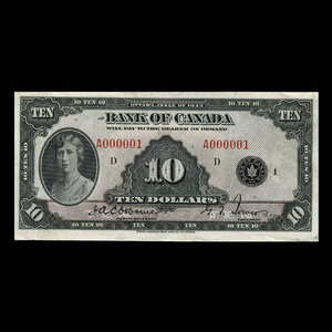 Canada, Banque du Canada, 10 dollars : 1935