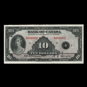 Canada, Banque du Canada, 10 dollars : 1935