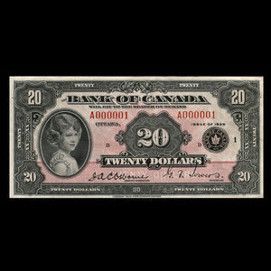 Canada, Banque du Canada, 20 dollars : 1935