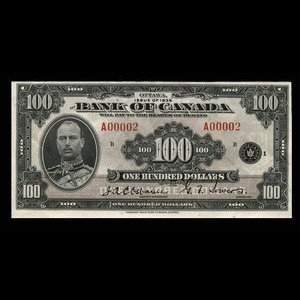 Canada, Banque du Canada, 100 dollars : 1935