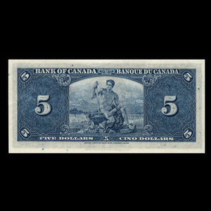 Canada, Banque du Canada, 5 dollars : 2 janvier 1937