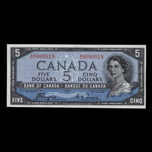Canada, Banque du Canada, 5 dollars : 1954
