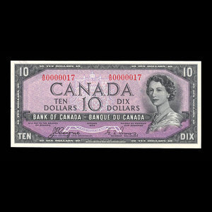 Canada, Banque du Canada, 10 dollars : 1954