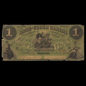 Canada, Bank of Upper Canada (York), 1 dollar : 1 juillet 1859