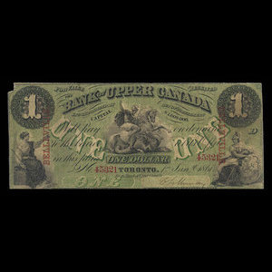 Canada, Bank of Upper Canada (York), 1 dollar : 1 janvier 1861