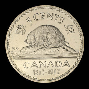 Canada, Élisabeth II, 5 cents : 1992