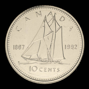 Canada, Élisabeth II, 10 cents : 1992