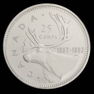 Canada, Élisabeth II, 25 cents : 1992