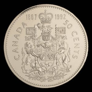 Canada, Élisabeth II, 50 cents : 1992