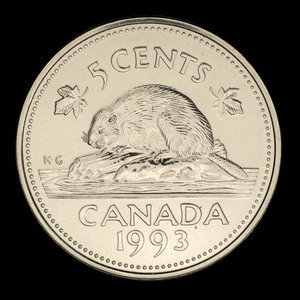 Canada, Élisabeth II, 5 cents : 1993