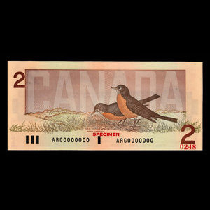 Canada, Banque du Canada, 2 dollars : 1986