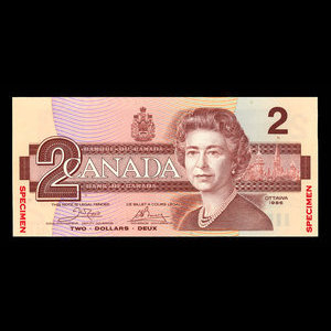 Canada, Banque du Canada, 2 dollars : 1986