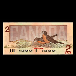 Canada, Banque du Canada, 2 dollars : 1986