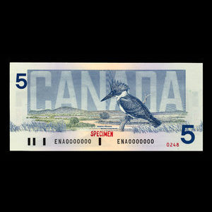 Canada, Banque du Canada, 5 dollars : 1986