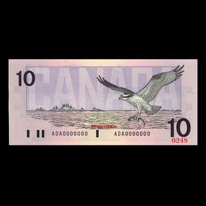 Canada, Banque du Canada, 10 dollars : 1989