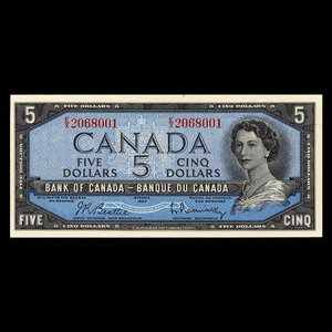 Canada, Banque du Canada, 5 dollars : 1954