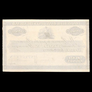 Canada, Commercial Bank of Newfoundland, 20 livres(anglaise) : 1859