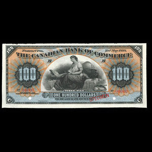 Canada, Canadian Bank of Commerce, 100 dollars : 2 mai 1898