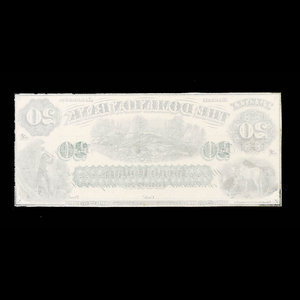 Canada, Dominion Bank, 20 dollars : 1 mai 1871