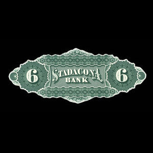 Canada, Stadacona Bank, 6 dollars : 2 avril 1874