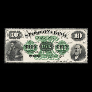 Canada, Stadacona Bank, 10 dollars : 2 avril 1874