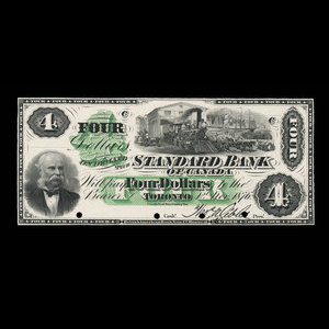 Canada, Standard Bank of Canada, 4 dollars : 1 novembre 1876