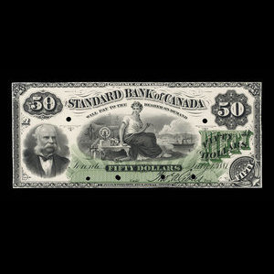 Canada, Standard Bank of Canada, 50 dollars : 1 juillet 1881
