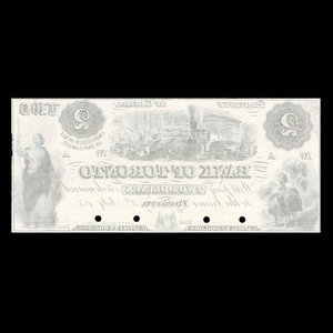 Canada, Bank of Toronto (The), 2 dollars : 3 juillet 1859