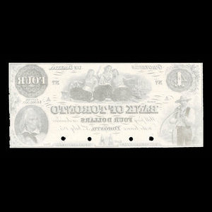Canada, Bank of Toronto (The), 4 dollars : 3 juillet 1859