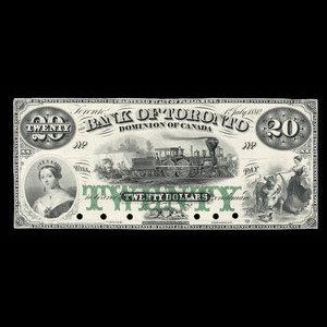 Canada, Bank of Toronto (The), 20 dollars : 1 juillet 1880