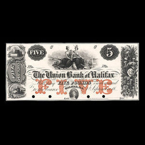 Canada, Union Bank of Halifax, 5 livres : 1 septembre 1861