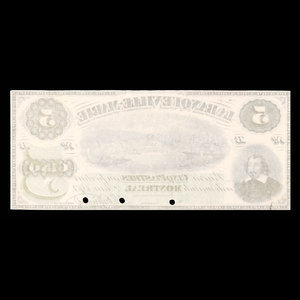 Canada, Banque Ville-Marie, 5 dollars : 2 janvier 1873