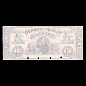 Canada, Bank of Yarmouth, 10 dollars : 1 juillet 1870
